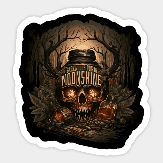 Backwoods Dig In Moonshine Sticker by Deadcatdesign